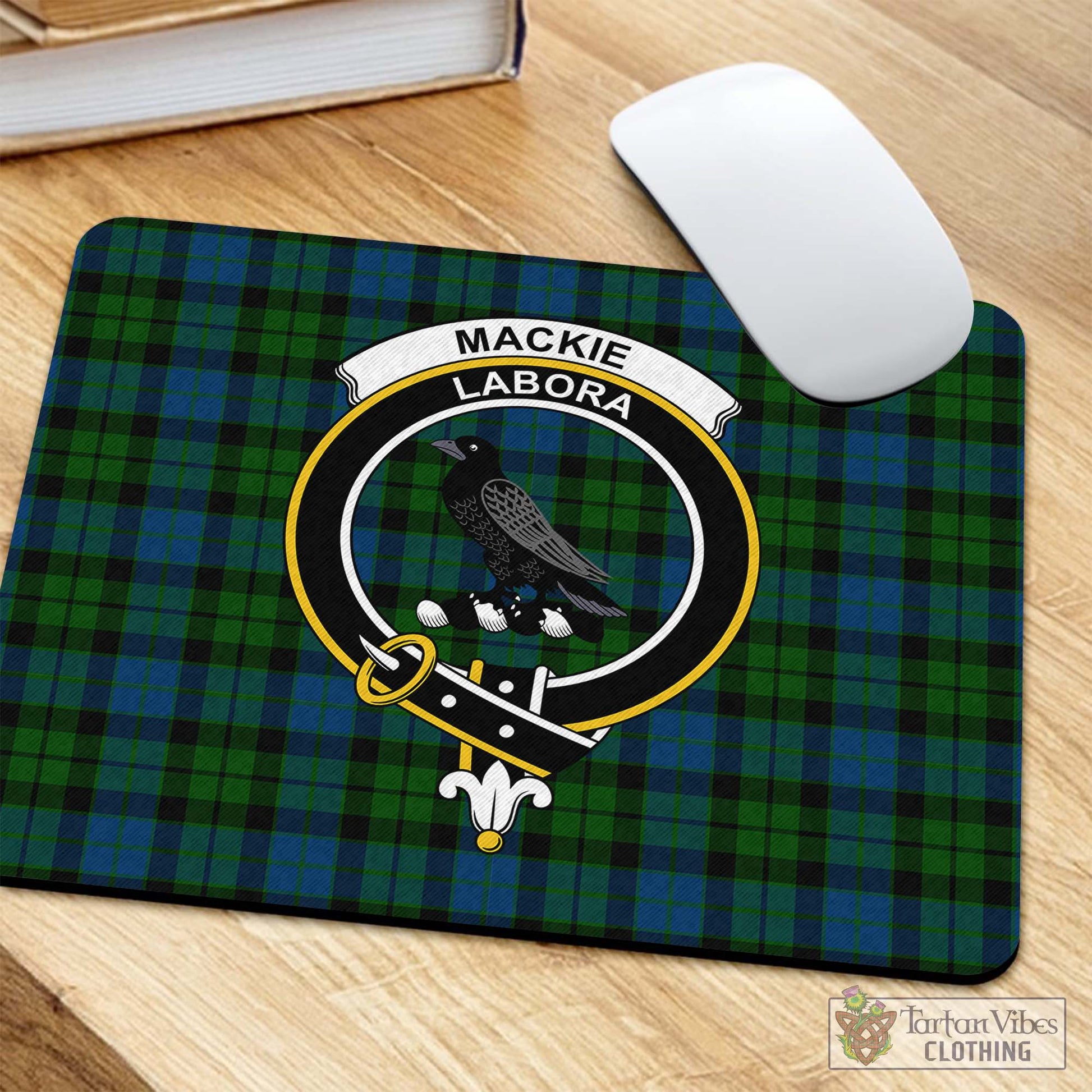 Tartan Vibes Clothing MacKie Tartan Mouse Pad with Family Crest