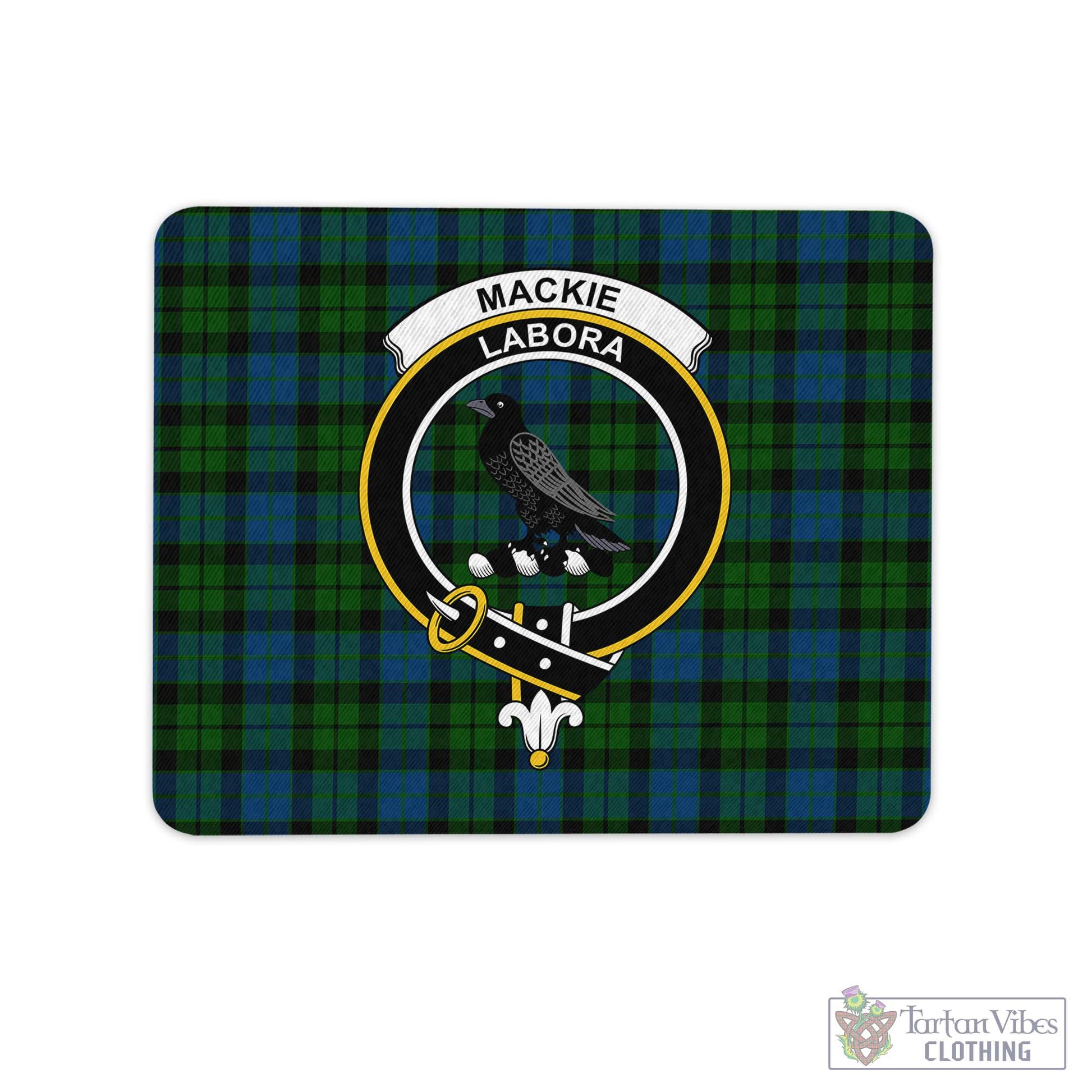 Tartan Vibes Clothing MacKie Tartan Mouse Pad with Family Crest