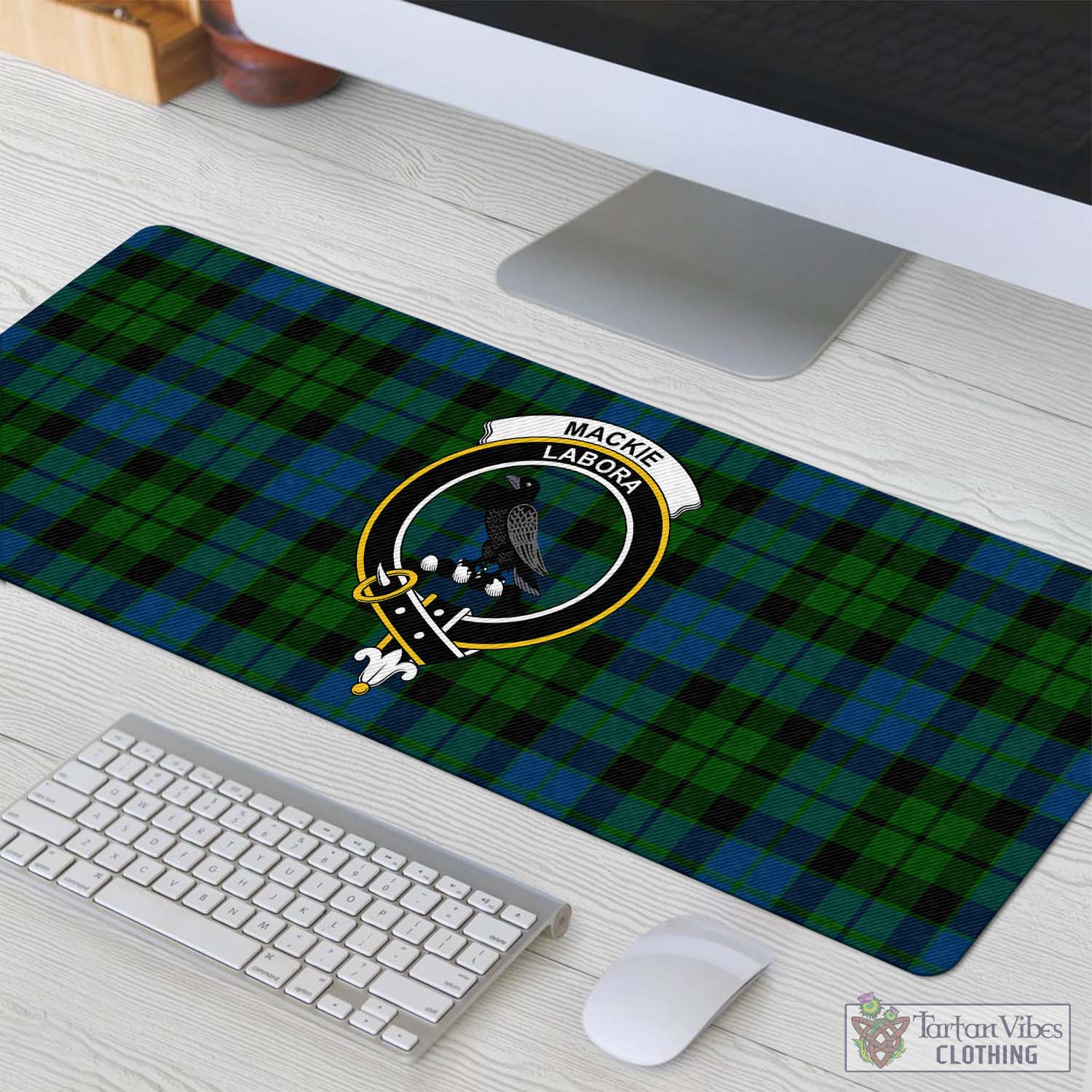 Tartan Vibes Clothing MacKie Tartan Mouse Pad with Family Crest