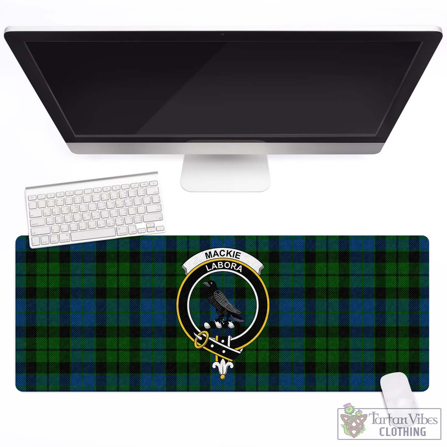 Tartan Vibes Clothing MacKie Tartan Mouse Pad with Family Crest