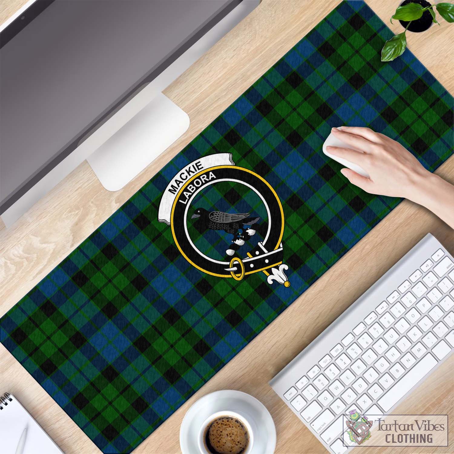 Tartan Vibes Clothing MacKie Tartan Mouse Pad with Family Crest