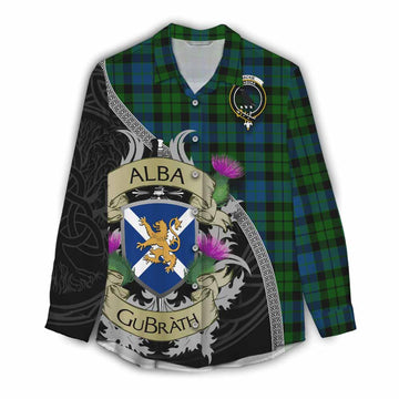 Tartan Vibes Clothing MacKie (McKie) Tartan Family Crest Women's Casual Shirt Lion Rampant Royal Thistle Shield Celtic Inspired