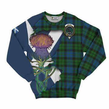 Tartan Vibes Clothing MacKie (McKie) Tartan Family Crest Sweatshirt Scottish Thistle Celtic Inspired