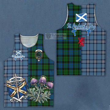 Tartan Vibes Clothing MacKie (McKie) Tartan Men's Tank Top Happy St. Andrew's Day Half Tartan Style