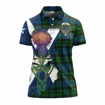 MacKie (McKie) Tartan Family Crest Women's Polo Shirt Scottish Thistle Celtic Inspired
