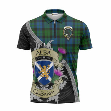 MacKie (McKie) Tartan Family Crest Zipper Polo Shirt Lion Rampant Royal Thistle Shield Celtic Inspired