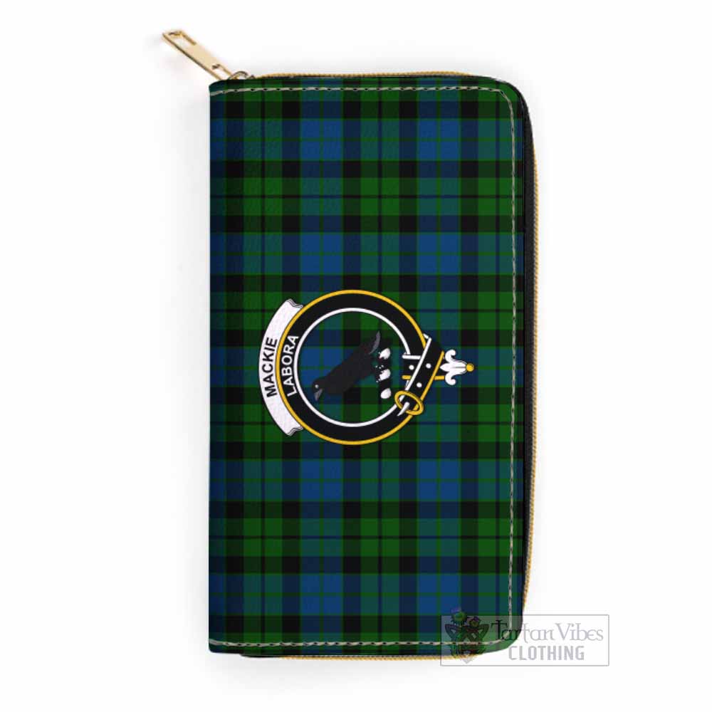 Tartan Vibes Clothing MacKie (McKie) Tartan Women's Leather Wallet with Family Crest