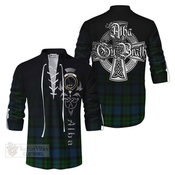 Tartan Vibes Clothing MacKie (McKie) Tartan Ghillie Kilt Shirt Featuring Alba Gu Brath Family Crest Celtic Inspired