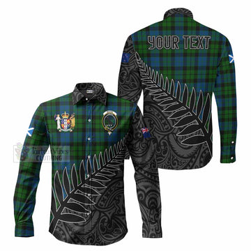 Tartan Vibes Clothing MacKie (McKie) Crest Tartan Long Sleeve Button Shirt with New Zealand Silver Fern Half Style