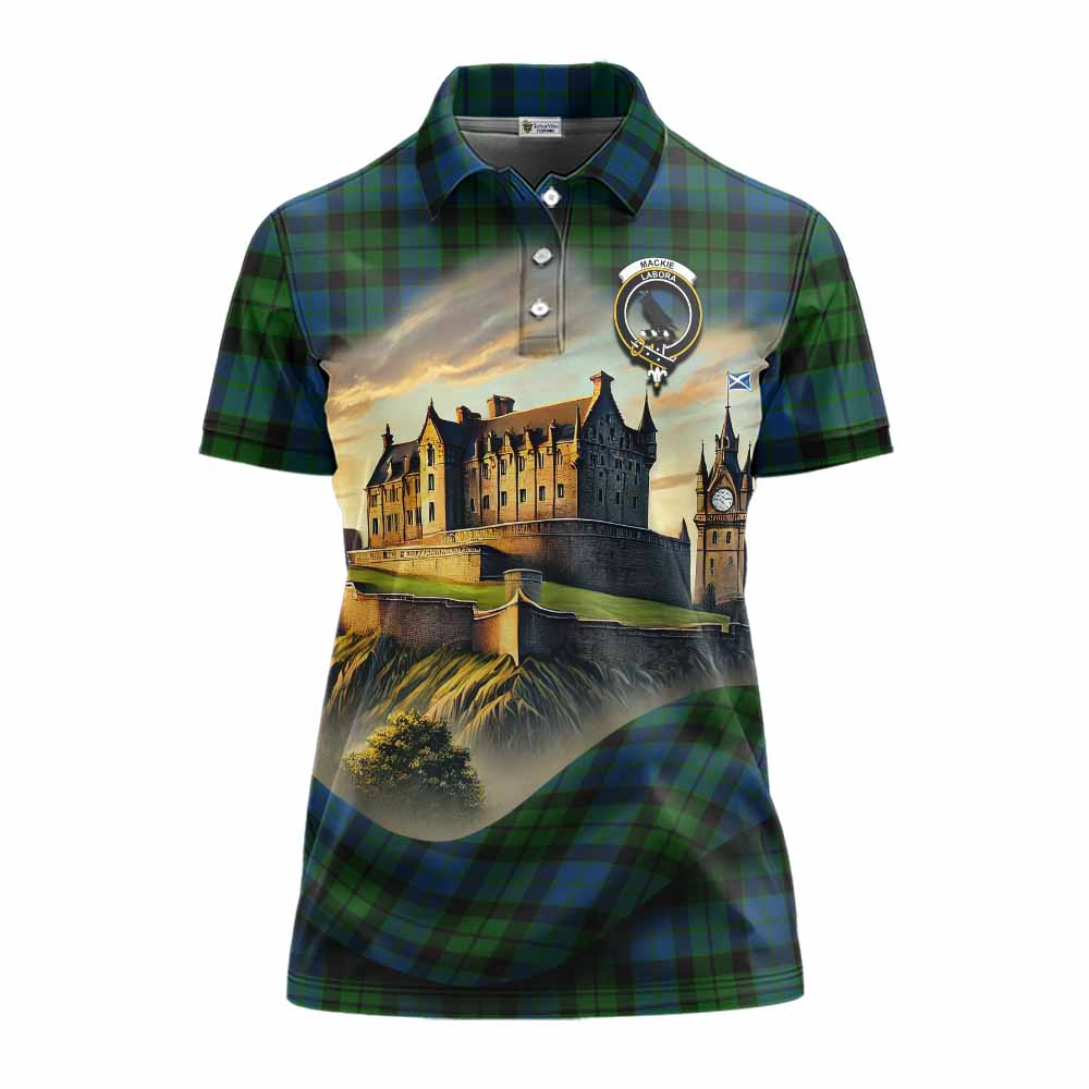 Tartan Vibes Clothing MacKie (McKie) Tartan Family Crest Women's Polo Shirt with Scottish Ancient Castle Stype