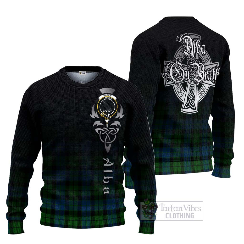 Tartan Vibes Clothing MacKie (McKie) Tartan Knitted Sweater Featuring Alba Gu Brath Family Crest Celtic Inspired