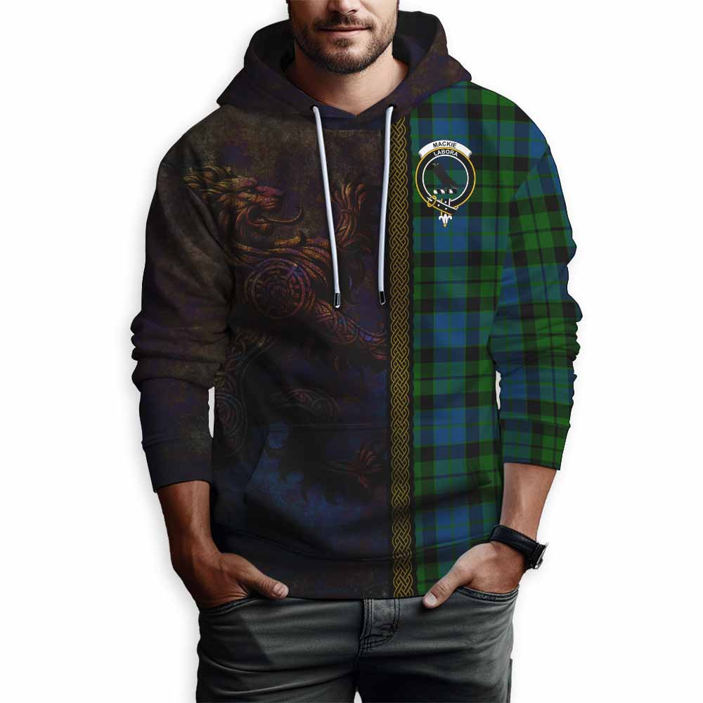 Tartan Vibes Clothing MacKie (McKie) Tartan Family Crest Hoodie Alba Gu Brath Be Brave Lion Ancient Style