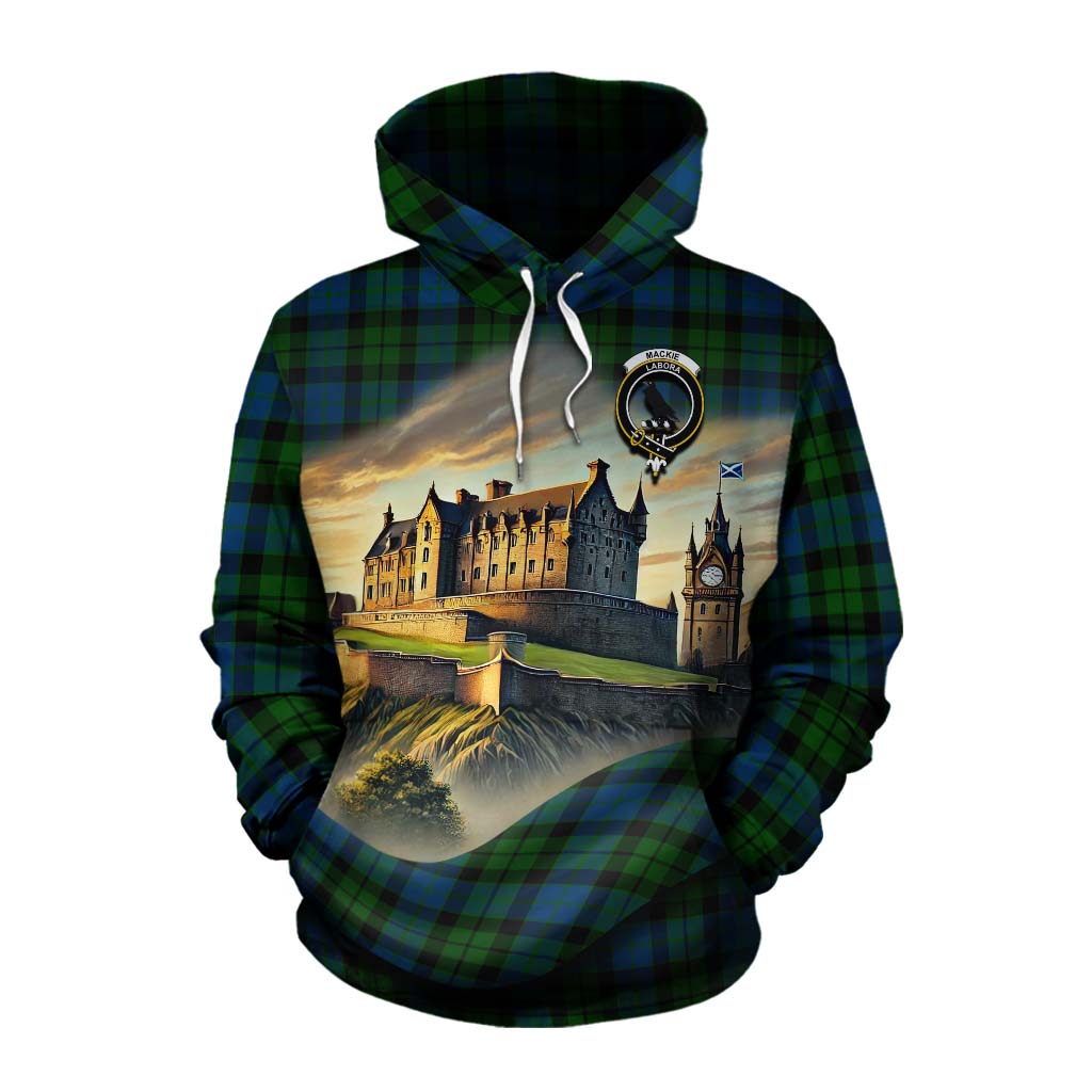Tartan Vibes Clothing MacKie (McKie) Tartan Family Crest Cotton Hoodie with Scottish Ancient Castle Style