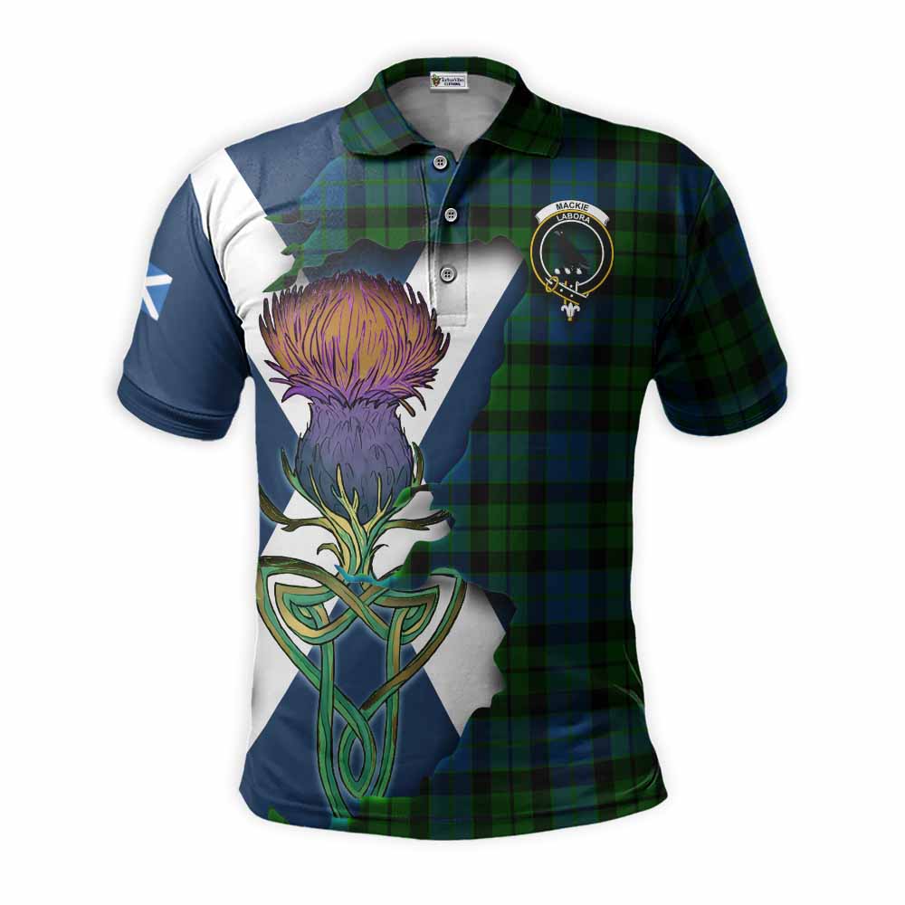 Tartan Vibes Clothing MacKie (McKie) Tartan Family Crest Polo Shirt Scottish Thistle Celtic Inspired