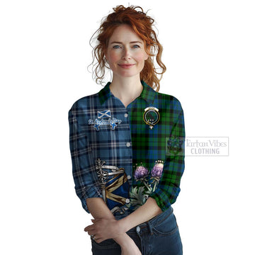 Tartan Vibes Clothing MacKie (McKie) Tartan Women's Casual Shirt Happy St. Andrew's Day Half Tartan Style