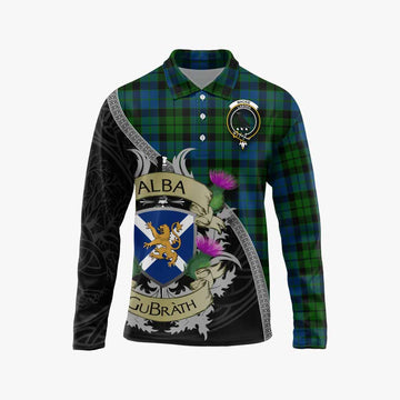 Tartan Vibes Clothing MacKie (McKie) Tartan Family Crest Long Sleeve Polo Shirt Lion Rampant Royal Thistle Shield Celtic Inspired