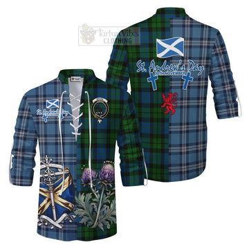 Tartan Vibes Clothing MacKie (McKie) Tartan Ghillie Kilt Shirt Happy St. Andrew's Day Half Tartan Style