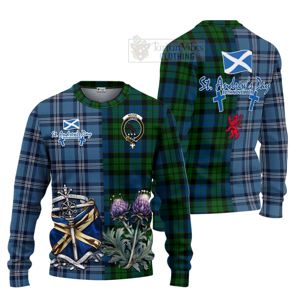 Tartan Vibes Clothing MacKie (McKie) Tartan Knitted Sweater Happy St. Andrew's Day Half Tartan Style