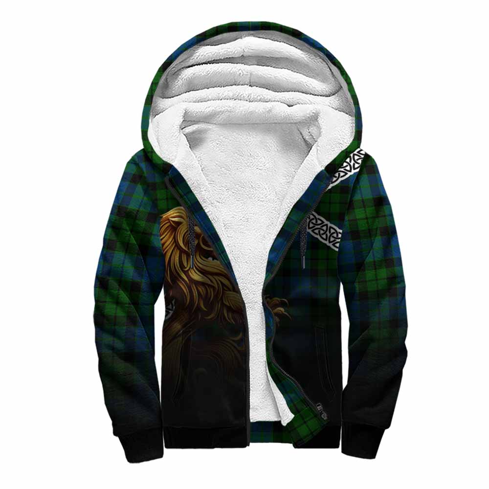 Tartan Vibes Clothing MacKie (McKie) Crest Tartan Sherpa Hoodie with Golden Lion Emblem Celtic Style