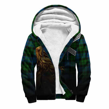 MacKie (McKie) Crest Tartan Sherpa Hoodie with Golden Lion Emblem Celtic Style