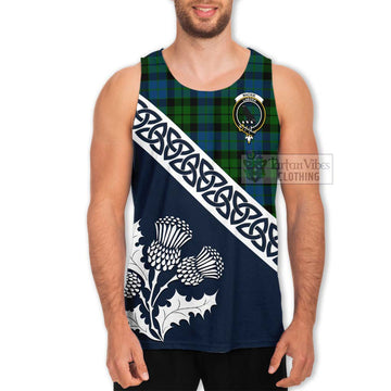 Tartan Vibes Clothing MacKie (McKie) Tartan Men's Tank Top Featuring Thistle and Scotland Map
