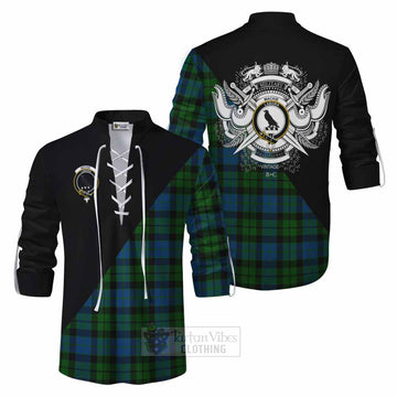 Tartan Vibes Clothing MacKie (McKie) Tartan Ghillie Kilt Shirt with Family Crest and Military Logo Style