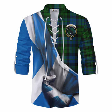 Tartan Vibes Clothing MacKie (McKie) Tartan Ghillie Kilt Shirt with Family Crest Scotland Patriotic Style