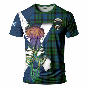 Tartan Vibes Clothing MacKie (McKie) Tartan Family Crest T-Shirt Scottish Thistle Celtic Inspired
