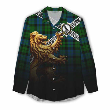 Tartan Vibes Clothing MacKie (McKie) Crest Tartan Women's Casual Shirt with Golden Lion Emblem Celtic Style