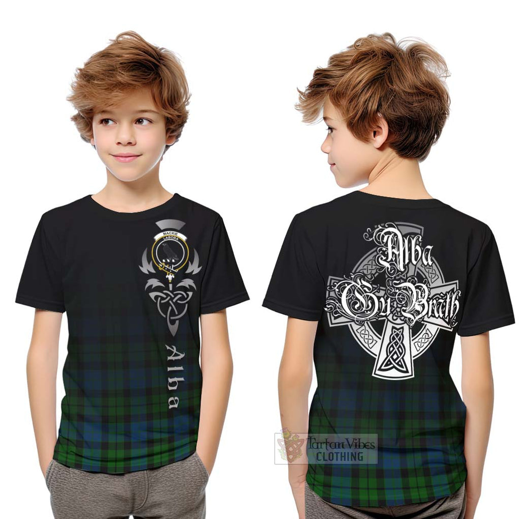 Tartan Vibes Clothing MacKie (McKie) Tartan Kid T-Shirt Featuring Alba Gu Brath Family Crest Celtic Inspired