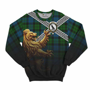 MacKie (McKie) Crest Tartan Sweatshirt with Golden Lion Emblem Celtic Style
