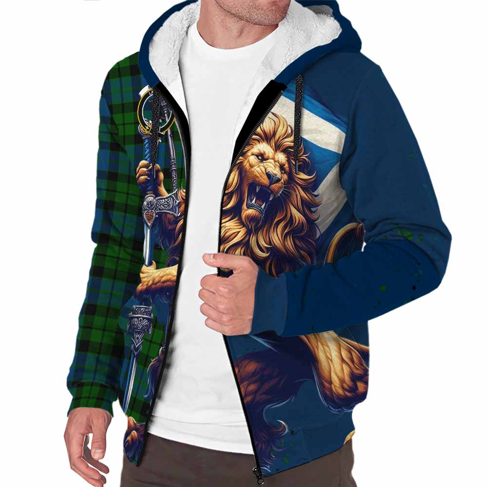 Tartan Vibes Clothing MacKie (McKie) Tartan Family Crest Sherpa Hoodie with Scottish Majestic Lion