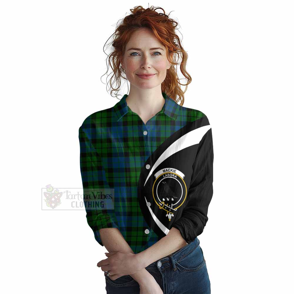 Tartan Vibes Clothing MacKie (McKie) Tartan Women's Casual Shirt with Family Crest Circle Style