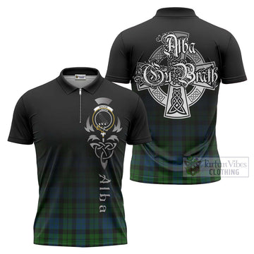 Tartan Vibes Clothing MacKie (McKie) Tartan Zipper Polo Shirt Featuring Alba Gu Brath Family Crest Celtic Inspired