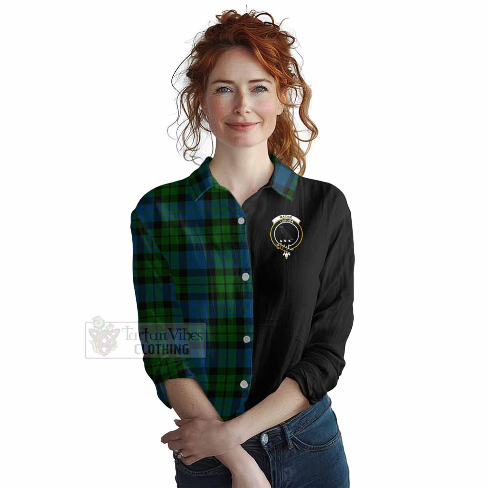 Tartan Vibes Clothing MacKie (McKie) Tartan Women's Casual Shirt with Family Crest and Half Of Me Style