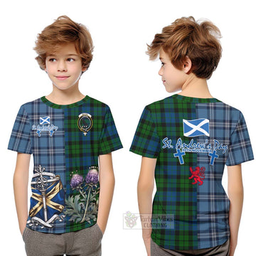 Tartan Vibes Clothing MacKie (McKie) Tartan Kid T-Shirt Happy St. Andrew's Day Half Tartan Style