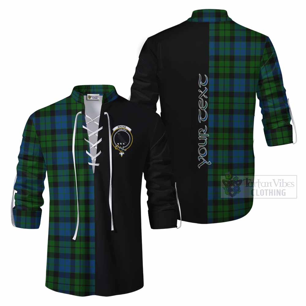 Tartan Vibes Clothing MacKie (McKie) Tartan Ghillie Kilt Shirt with Family Crest and Half Of Me Style
