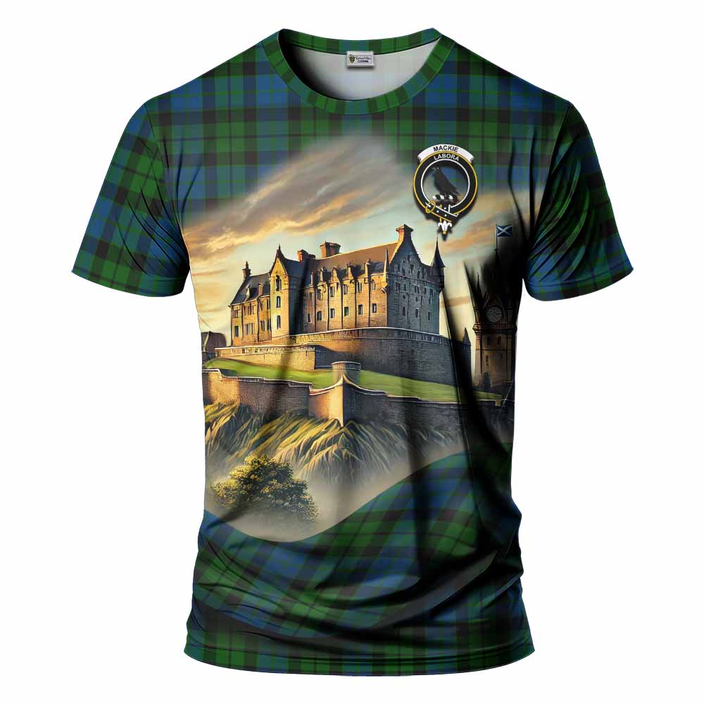 Tartan Vibes Clothing MacKie (McKie) Tartan Family Crest T-Shirt with Scottish Ancient Castle Stype