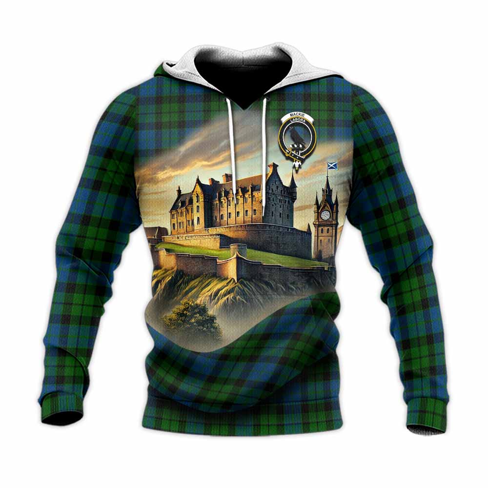 Tartan Vibes Clothing MacKie (McKie) Tartan Family Crest Knitted Hoodie with Scottish Ancient Castle Style