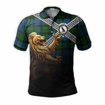MacKie (McKie) Crest Tartan Polo Shirt with Golden Lion Emblem Celtic Style