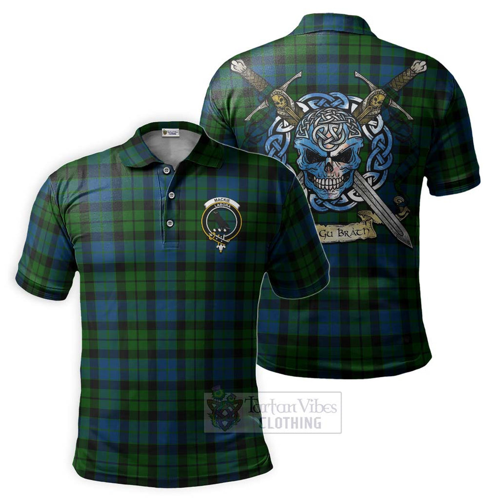 Tartan Vibes Clothing MacKie (McKie) Tartan Polo Shirt with Family Crest Celtic Skull Style