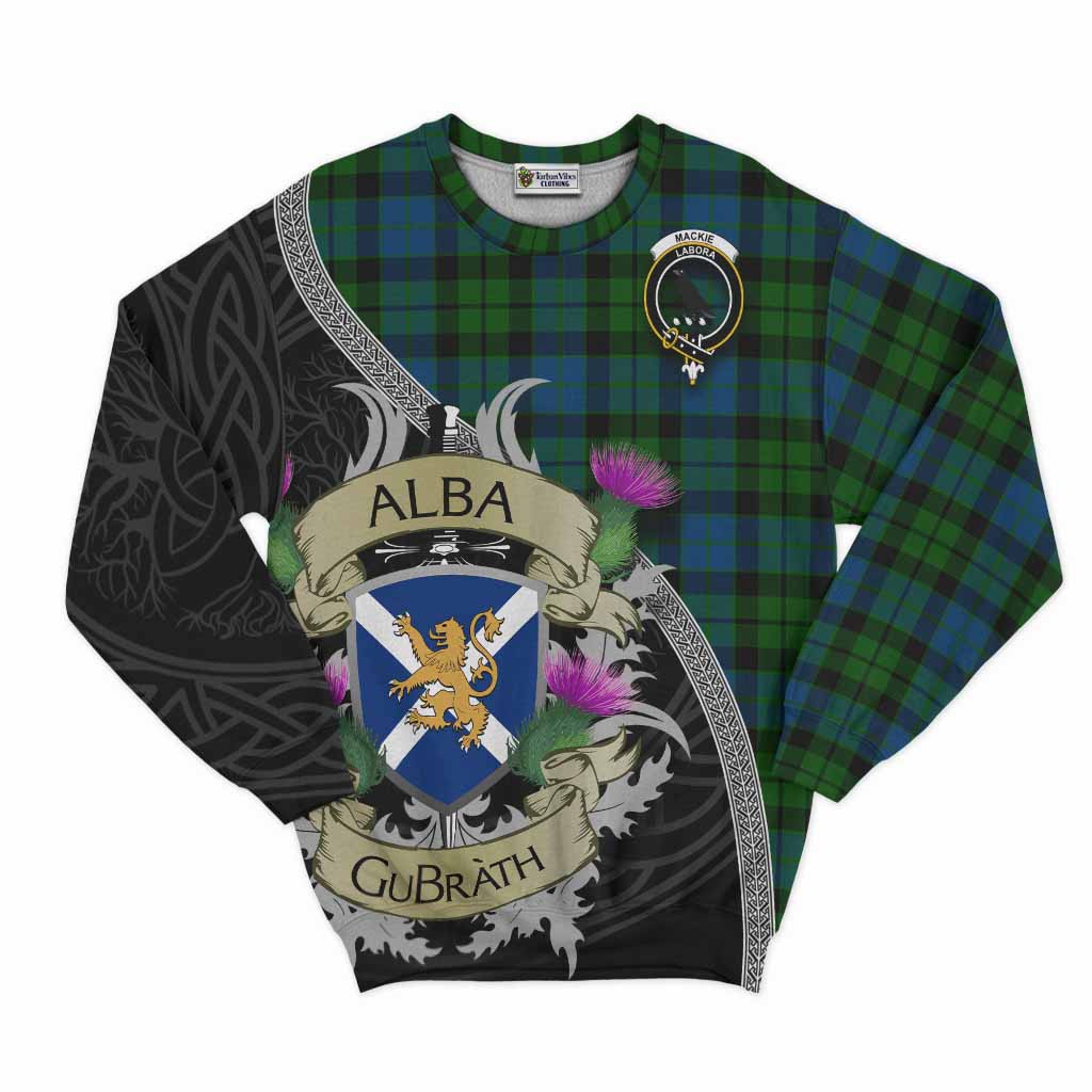 Tartan Vibes Clothing MacKie (McKie) Tartan Family Crest Sweatshirt Lion Rampant Royal Thistle Shield Celtic Inspired
