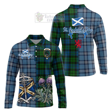 Tartan Vibes Clothing MacKie (McKie) Tartan Long Sleeve Polo Shirt Happy St. Andrew's Day Half Tartan Style