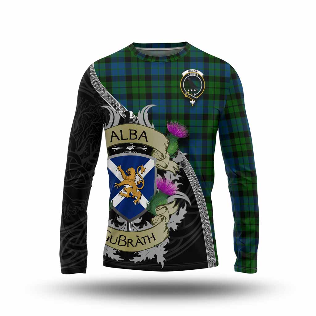 Tartan Vibes Clothing MacKie (McKie) Tartan Family Crest Long Sleeve T-Shirt Lion Rampant Royal Thistle Shield Celtic Inspired