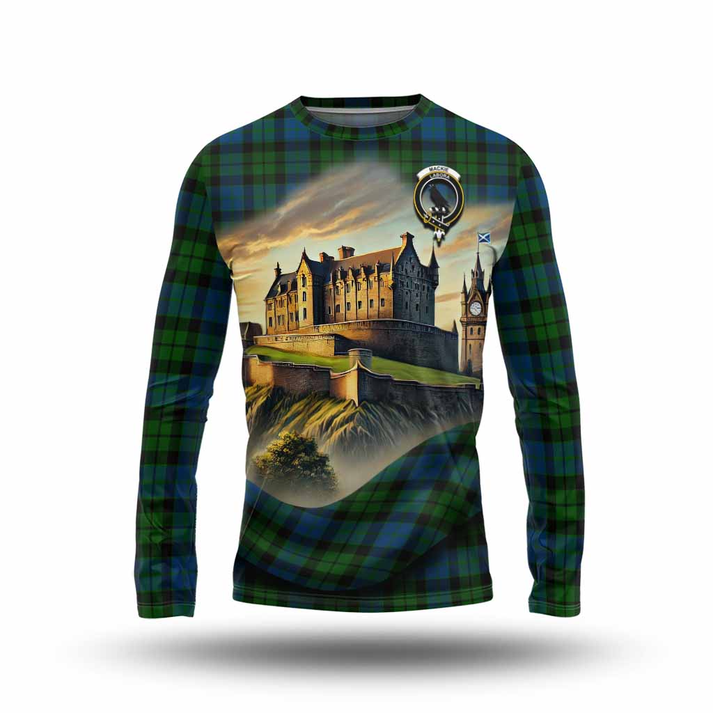 Tartan Vibes Clothing MacKie (McKie) Tartan Family Crest Long Sleeve T-Shirt with Scottish Ancient Castle Style