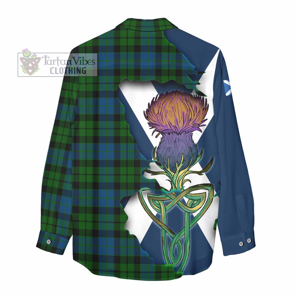 Tartan Vibes Clothing MacKie (McKie) Tartan Family Crest Women's Casual Shirt Scottish Thistle Celtic Inspired