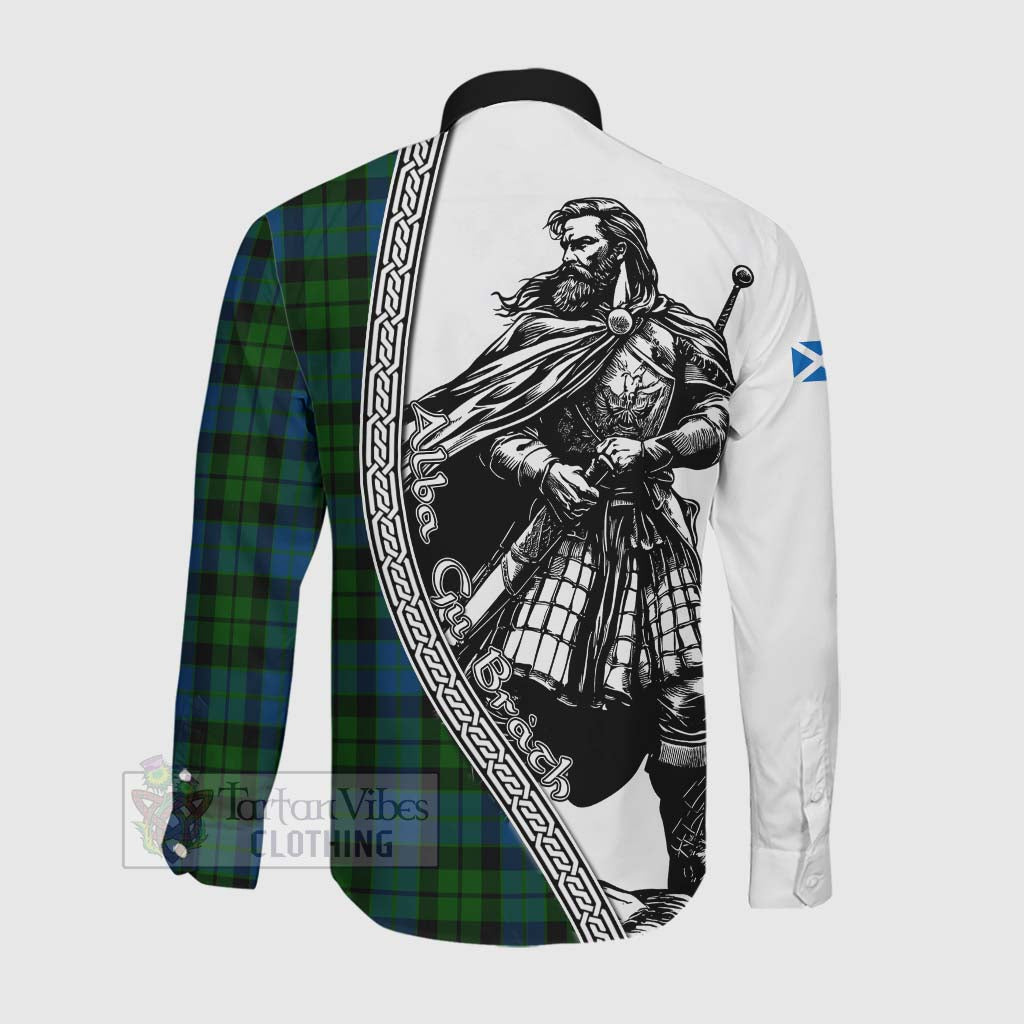 Tartan Vibes Clothing MacKie (McKie) Tartan Clan Crest Long Sleeve Button Shirt with Highlander Warrior Celtic Style