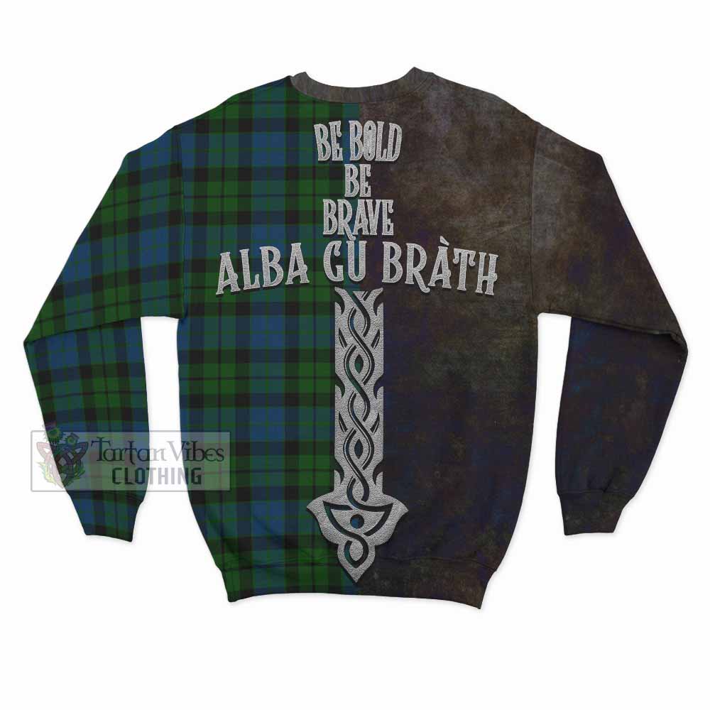 Tartan Vibes Clothing MacKie (McKie) Tartan Family Crest Sweatshirt Alba Gu Brath Be Brave Lion Ancient Style