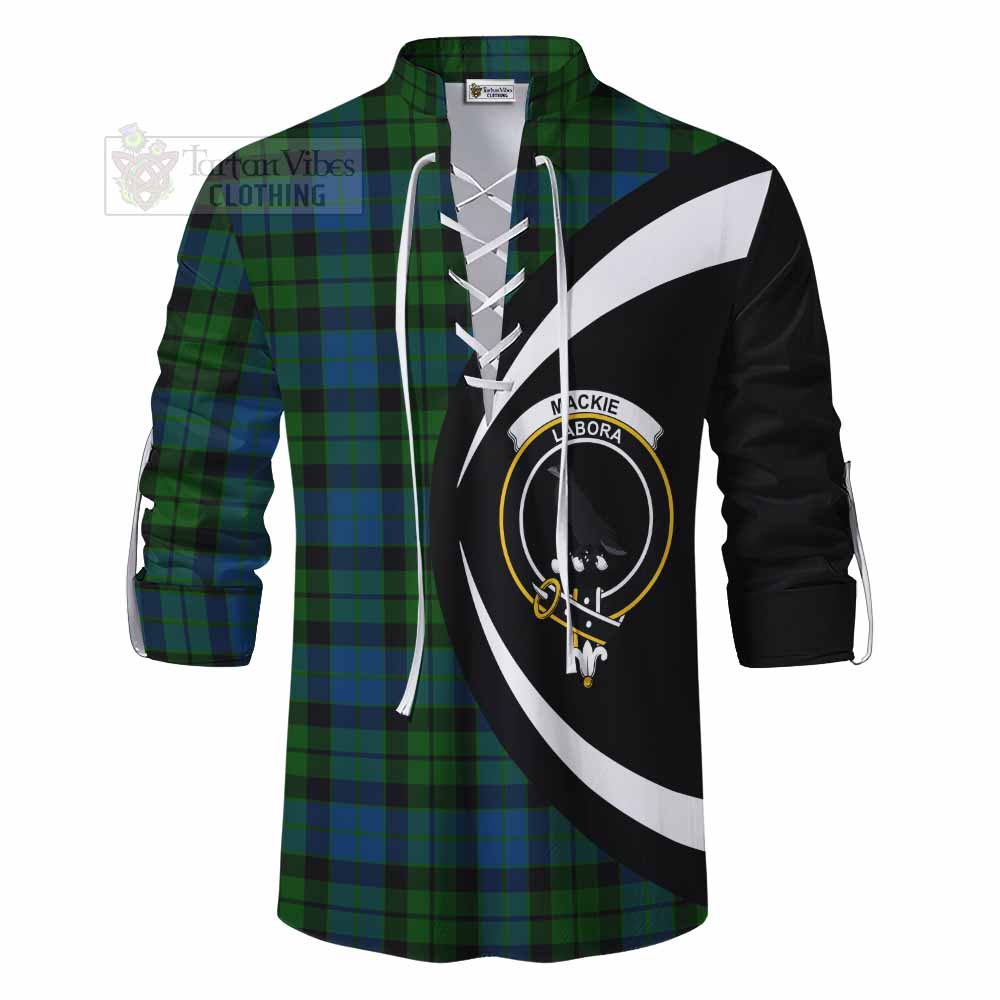 Tartan Vibes Clothing MacKie (McKie) Tartan Ghillie Kilt Shirt with Family Crest Circle Style