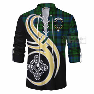 Tartan Vibes Clothing MacKie (McKie) Tartan Ghillie Kilt Shirt with Family Crest and Celtic Symbol Style